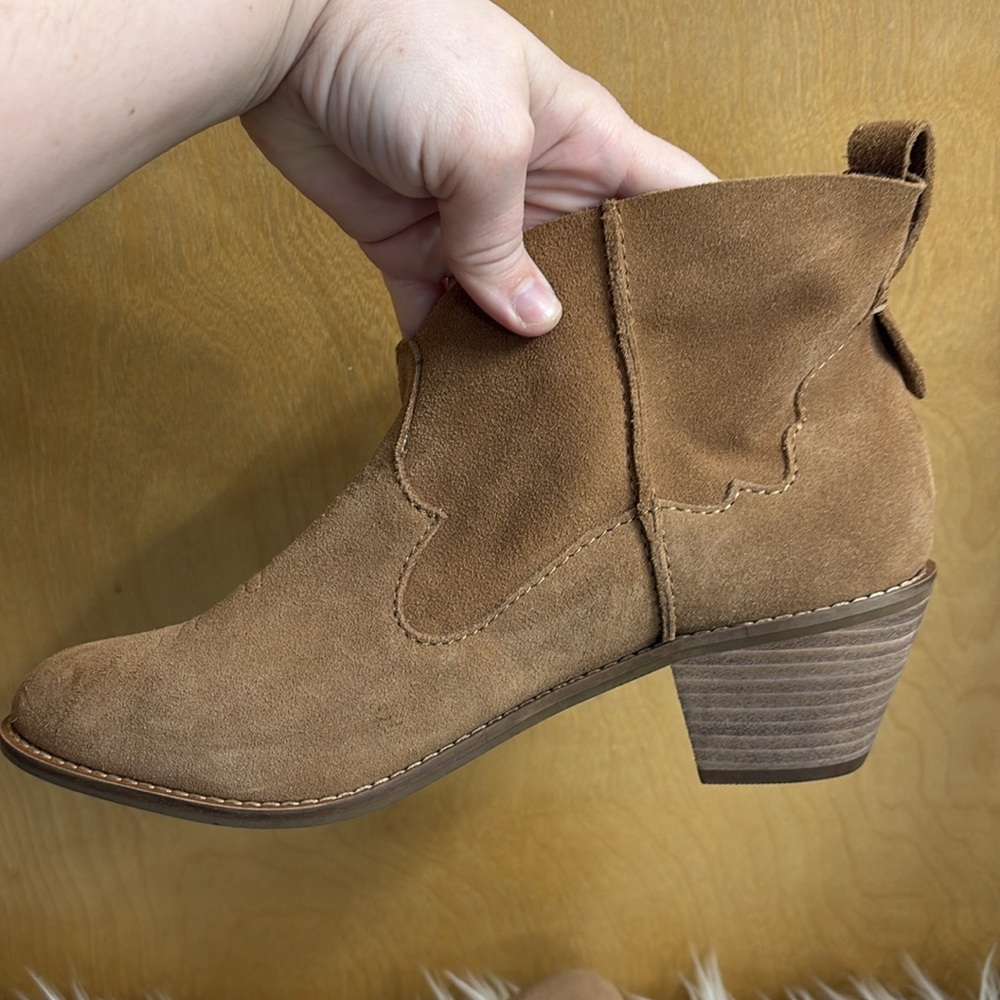 Kelsi Dagger Chestnut Suede Western Ankle Booties - Picture 5 of 13